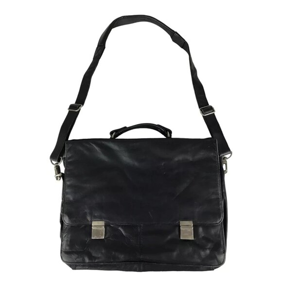 Wilsons Leather Unisex Adult‎ Black Pelle Studio Shoulder Strap Laptop Bag - Picture 1 of 10